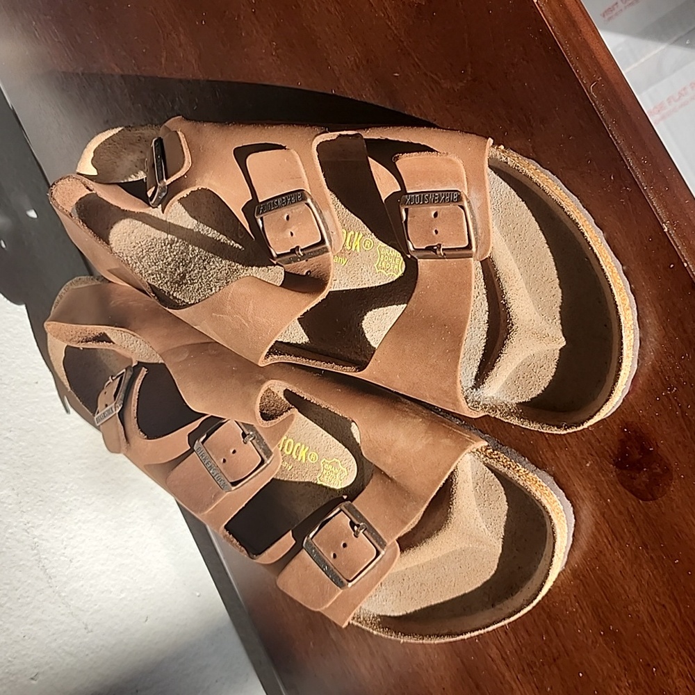 NWOT Birkenstock Men Arizona Slide Nubuck Sandals in brown Size 49
